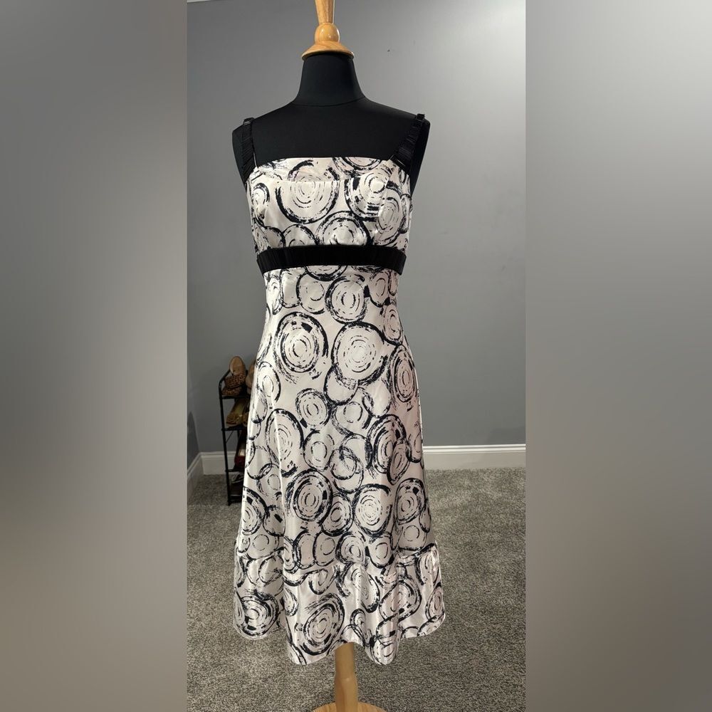 Fit & Flare Black/White Polyester Cocktail Dress by Scala-size 12